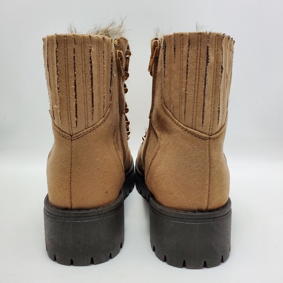 Journee Collection Women's Trail Tan Faux Suede Lace Up Hiking Boots Size 9 - Picture 2 of 13